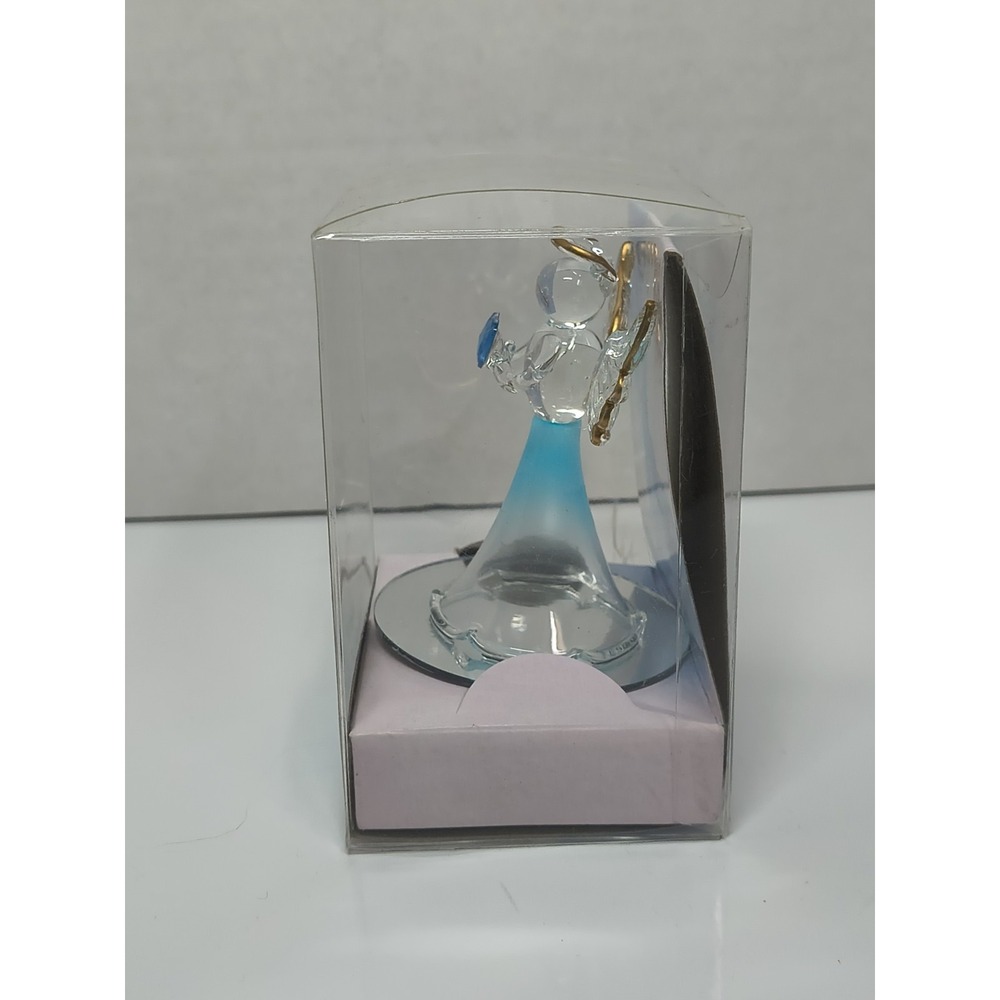 Angel Birthstone Ornament March Birthday Month Blue Aquamarine Glass Heart Gift - Picture 2 of 6